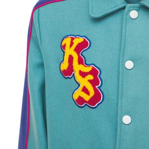 Vestes de baseball pour hommes, style Letterman, chaudes pour l'hiver, manches en cuir, logo brodé en chenille, collage de tissus. - Product Image 2