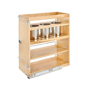 Organisateur coulissant en bois massif pour armoires de cuisine, solution de rangement durable, organisation optimale - Product Image 1