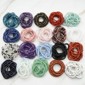 Natural Crystal <b>Bracelets</b> 6-10 mm Bead Healing Gemstone <b>Bracelets</b> Amethyst Onyx Chrysocolla Rose Quartz Lapis Selenite Amazonite - Product Image 1