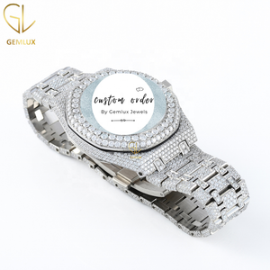 Reloj Premium de Moissanita con Diamantes, Totalmente Iced Out, Fecha Automática, Esfera Esqueleto, D VVS, Pasa el Test de Diamantes, Reloj Hip Hop Totalmente Blanco - Product Image 6