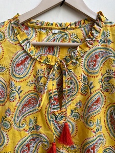 Vestido Bohemio de Algodón Indio con Estampado Paisley, Cuello Halter, Manga Corta, Estilo Hippie, para Mujer, Vestido Corto Informal con Estampado Floral, a Precio de Fábrica - Product Image 2