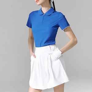 SOSH4 Women's Blue Short Sleeve Golf for Shirt <b>White</b> <b>Pleated</b> <b>Skirt</b> Breathable Polyester Athletic Outfit - Product Image 2