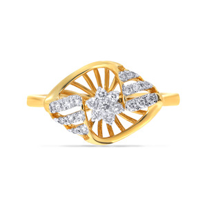 Anillo de Oro de Aana Jewelry, Anillo con Racimo de Diamantes, Piedras Redondas Brillantes, Oro Amarillo de 18K, Peso 3.2g, Diseño Clásico de Halo - Product Image 3