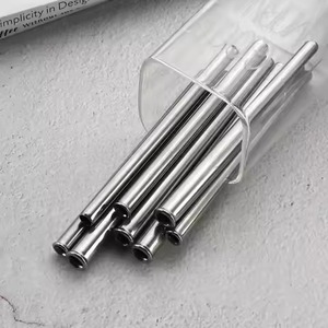 Modern Metal <b>Drinking</b> <b>Straws</b> 4-Pack Reusable Cocktail Stirrers Gold Black Rainbow Finish - Product Image 5
