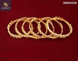 24K Gold Plated 6-Piece Women's <b>Bangles</b> <b>Set</b> for Wedding Party & Anniversary - Product Image 1