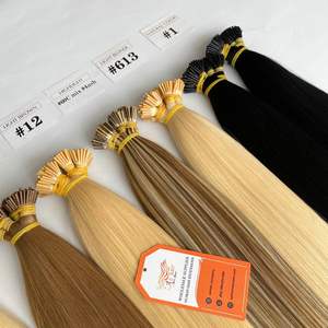 Meilleure vente 100% extensions de cheveux humains Raw Straight I-Tip prix de gros d'usine soyeux et lisses sans cheveux synthétiques mélangés - Product Image 2