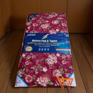 Quilted Fabric Queen Size <b>Foldable</b> <b>Mattress</b> Pad for Home Hotel Hostel Use-8 Inch Thick Comfort Sleeping Pad - Product Image 3