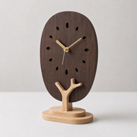 Jam Meja Kayu 25 cm Warna Walnut Gelap Jam Meja Gerakan Quartz Senyap Jam Meja Kayu Elegan Dekorasi Rumah Kantor Modern