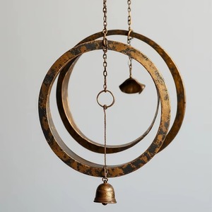 Campana Decorativa de Bronce Hecha a Mano con Forma de Luna, Estilo Rústico Vintage, para Colgar en Exteriores, Decoración de Halloween, Muy Solicitada - Product Image 4