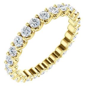 Anillo de Compromiso y Matrimonio de Eternidad Completa con Moissanita de Corte Brillante, Engaste de Garras, Plata de Ley 925 Bañada en Oro, Apilable, para Aniversario - Product Image 1