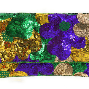 Pochette pliable en perles brodées à la main, sac à main décontracté vert or violet à paillettes florales, style enveloppe de soirée - Product Image 5
