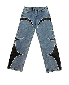Nueva Moda Casual de Invierno y Otoño, Pantalones Vaqueros Rectos de Mezclilla para Hombre, Personalizables, Color Sólido/Estampado, Algodón de Secado Rápido - Product Image 1