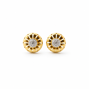 Pendientes de Oro Amarillo de 18K con Diamantes en Forma de Rayos de Sol para Mujer, Acabado Pulido, Clásicos para Uso Diario, Fiestas, Bodas, Regalo de Joyería - Product Image 2
