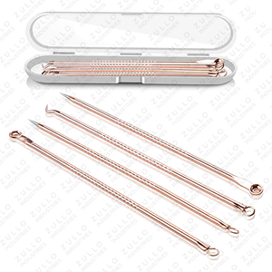 เครื่องมือทำความสะอาดรูขุมขนและกำจัดสิวบนใบหน้าแบบพรีเมียมทำจากสแตนเลสสตีล – ชุดเครื่องมือดูแลผิวหน้าขั้นสูง 4 ชิ้นสำหรับการสกัดสิว - Product Image 3