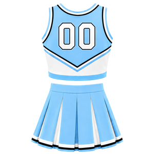 Ensemble uniforme de cheerleading bleu ciel : Crop top et jupe plissée pour compétition de danse d'équipe, tenue de performance sportive - Product Image 2
