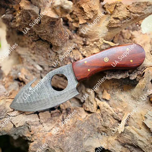 Cuchillo Skinner EDC de Acero de Damasco con Mango de Palisandro, Hoja de 8 Pulgadas con Punta Caída, Orificio para el Dedo, Uso Multiusos en Exteriores, DIY, OEM, Bajo MOQ - Product Image 3