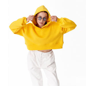 Sudadera corta holgada para mujer, moderna con capucha, para damas, manga larga, informal, estilo urbano, ropa para gimnasio y entrenamiento. - Product Image 2