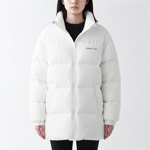 Veste matelassée pour femme Hawk Eye, col montant, fermeture éclair intégrale, manteau d'hiver, couleur unie, épaisse, chaude, manches longues, rembourrage en polyester - Product Image 1