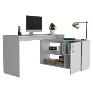 Desti Office <b>White</b> <b>L</b>-<b>Shaped</b> <b>Desk</b> for a Stylish and Efficient Workspace - Product Image 4