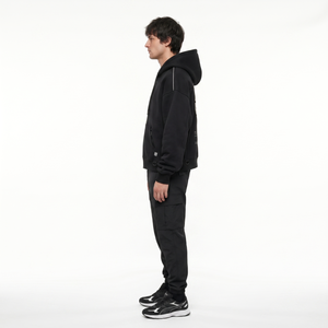 Sudadera con capucha extragrande y corte holgado para hombre, con cremallera completa, 280 g/m², chenilla cepillada, estilo Techwear y Streetwear, con parche OEM personalizado, de gran gramaje. - Product Image 3