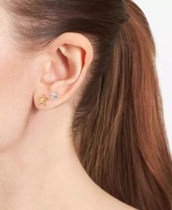 2-Pc. Ensemble de clous d'oreilles étoile de mer et cristal en or 14k sur argent sterling | Macy's - Product Image 2
