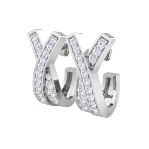 Pendientes de Aro en Forma de X, Chapados en Oro Blanco de 18K, con Diamantes, Joyería Elegante para Mujer, Regalo - Product Image 4