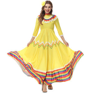 Vestido Largo y Ancho Estilo Mexicano para Bailar, Ideal para Celebrar Festivales, Actuaciones de Ballet y Espectáculos, Ropa Mexicana - Product Image 6