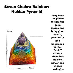 Pirámide de Orgonita con Virutas de Piedras Preciosas Naturales, 7 Chakras, Hecha a Mano, Decoración de Resina y Cobre, Arte en Capas de Piedra Arcoíris, Pirámide de Resina Artesanal - Product Image 2