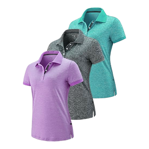 Womens Short Sleeve <b>Polo</b> Shirt Solid Color Knitted Breathable Casual Golf Tennis Outdoor Wear Green Gray <b>Orange</b> - Product Image 4