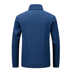 <b>Men's</b> Blue Stand Collar Zipper <b>Jacket</b> Windproof Casual Polyester Softshell Outerwear Autumn Regular Fit - Product Image 2
