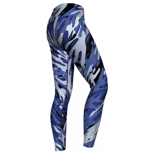 Leggings de Cintura Alta para Mujer, Leggings Largos con Estampado de Camuflaje Azul, Blanco y Negro, Estilo Sublimado, Leggings al por Mayor - Product Image 4
