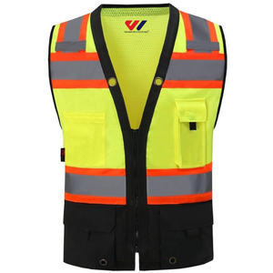 Gilet de sécurité réfléchissant haute visibilité avec logo personnalisé, fermeture éclair robuste et bande réfléchissante argentée, usage industriel - Product Image 4