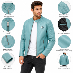 Veste en cuir pour homme tendance, au toucher doux, style moderne, qualité durable et coupe confortable pour un usage quotidien décontracté. - Product Image 5