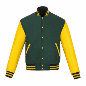 เสื้อแจ็คเก็ตเบสบอลแบบ Letterman สำหรับผู้ชายและผู้หญิง คุณภาพสูง ปักลายเชนิลล์ แขนหนัง ODM - Product Image 1