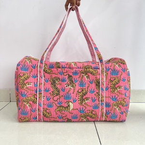 Luxury Sport Durable Cotton Quilted Duffle <b>Bag</b> Strap Handle Large Size Shoulder <b>Bag</b> for Travel Handblock Printed Wholesale OEM - Product Image 1
