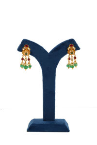 Ensemble de collier Kundan plaqué or avec perles, gouttes vertes et pendentif en pierre rouge, bijoux de mariée indiens traditionnels - Product Image 2