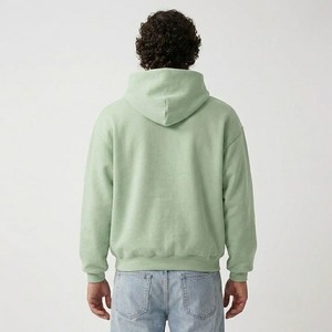 Sweat à capuche surdimensionné vert sauge de qualité supérieure, en polaire légère, style minimaliste décontracté, streetwear - Product Image 2