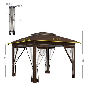 "12x12 Dark Brown Pop up <b>Canopy</b> <b>Tent</b> with Carry Bag for Instant Sun Shelter Shade" - Product Image 3
