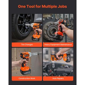 Avvitatore a impulsi elettrico 20V, 3/8 di pollice, senza fili, batteria 4Ah, coppia elevata 280 ft-lbs / 380 Nm, motore brushless, tensione nominale 18V/21V - Product Image 6