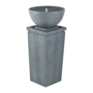 35.5\" Gray Polyresin Zen Bowl Outdoor Garden Water Feature Relaxing <b>Bird</b> Bath and <b>Bird</b> Feeder for Lawn and <b>Backyard</b> - Product Image 2