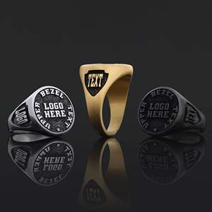 Bague personnalisée BOJ 029, gravée avec votre nom et vos logos sur mesure, faite à la main en argent 925 plaqué or, design unique, prix bas, en solde - Product Image 1