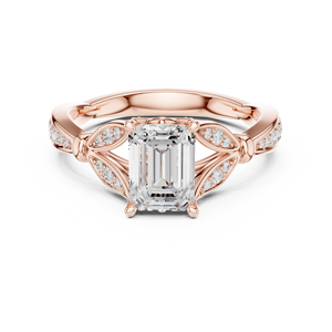 Lab Grown Diamond Engagement <b>Ring</b> Rose Gold Solitaire Wedding <b>Band</b> <b>Emerald</b> Cut Women Jewelry - Product Image 1