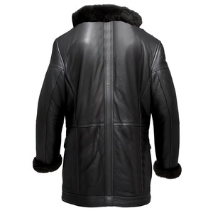 Vêtements AUSSIE EDGE CO - Manteau long en cuir véritable pour homme, col rabattu, fermeture à bouton unique, doublure en polyester, veste d'hiver - Product Image 2