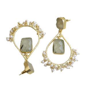 Pendientes Colgantes de Latón de Moda, Exportación, Cristal Curativo Genuino, Acabado de Latón Antiguo, Sin Níquel, Duraderos, Listos para Enviar al por Mayor - Product Image 2