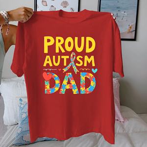 PROUD AUTISM DAD design pur coton Tshirt femme confort fit - Product Image 3