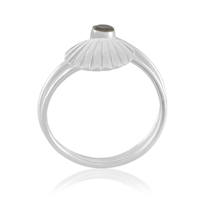 Bague en argent sterling 925 avec coquillage – Bijou côtier en coquille de pétoncle et pierre précieuse - Product Image 2