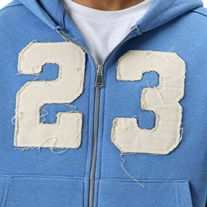 Glory Custom Distressed Patched Embroidery Hoodie 100% Cotton Premium Zip Up Hoodie <b>For</b> Streetwear <b>For</b> Unisex - Product Image 3