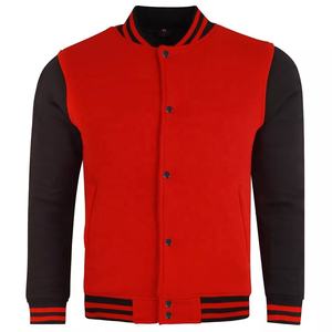 Veste universitaire en molleton de coton, col montant, style uniforme de baseball, avec logo brodé en chenille - Product Image 5