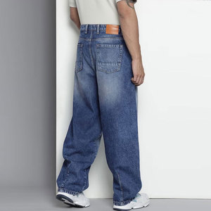 Pantalones Cargo de Hombre Azul Oscuro, Corte Recto, Estilo Casual, Cintura Media, Cierre de Botones, Múltiples Bolsillos, Material de Algodón, para Primavera - Product Image 4