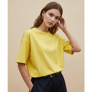 Camiseta de Algodón Extra Grande para Mujer, Estilo Casual con Hombros Caídos, Logotipo Personalizado OEM, Transpirable, Fabricada en Bangladesh - Product Image 1